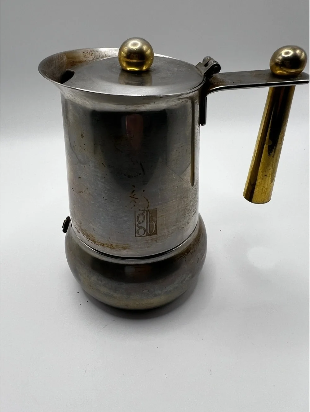 Vintage Espresso GB Single cup machine INOX 1810 Made in Italy gold handle